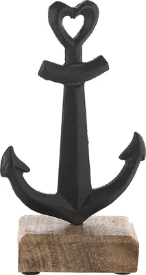 Produktbild von Anker auf Sockel 11x17x5cm Mangoholz Aluminium braun schwarz Dekoanker Schiffsanker Schiffszubehör Ankerplatz