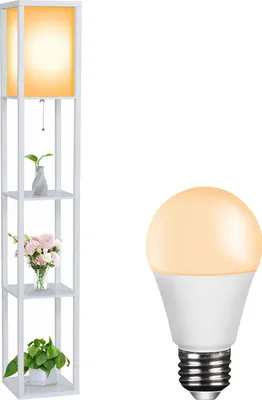 Produktbild von Puluomis 3 Ebene Stehlampe Stehleuchte Bodenlampe 160cm E27 Innenbeleuchtung Holz Weiß mit 8W Birne