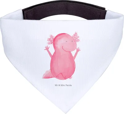 Produktbild von Mr. & Mrs. Panda Halstuch Hund Axolotl Hurra - Weiß - Geschenk, Schwanzlurch, Dreieckstuch, Hunde Hals Tuch, Motivation, Bandana, Spaß, für