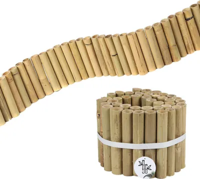 Obrázok produktu pre Bambusová rolka na lemovanie záhonov - 100 x 15 cm - Trvalo udržateľný okraj záhonu - Lemovanie záhonov - Záhradný plot - Lemovanie trávnika - Dekorácia záhonov - Hnedá
