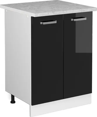 Obrázek produktu pro Spodní skříňka kuchyňské linky Vicco R-Line Černý vysoký lesk 60 cm s pracovní deskou, Model 41090