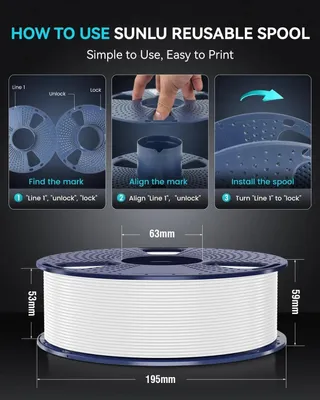 Immagine prodotto di Filamento PETG - Filamento per stampante 3D - 1,75 mm - 1 kg - ±0,02 mm - Ad alta velocità - Opaco - Bianco