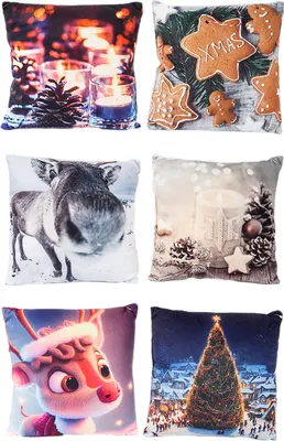 Produktbild von 6 Stück X-Mas Kissen Weihnachtskissen Deko Weihnachten 25x25cm