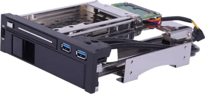 Image de Double baie de disque dur, disque dur SATA 3,5 pouces + 2,5 pouces et boîtier d'extraction de disque dur SSD à 2 ports, interrupteur d'alimentation de disque dur USB3.0