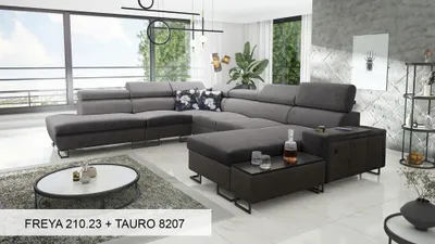 Produktbild von XXL Sofa Große Wohnlandschaft U-Form MELODIE X - GRAU FREYA 210.23 + TAURO 8207