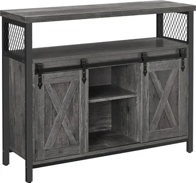 Produktbild von VASAGLE Sideboard, Küchenschrank, Aufbewahrungsschrank mit 2 Schiebetüren, 33 x 100 x 80 cm, verstellbare Einlegeböden, Landhausstil für Wohnzimmer