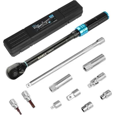 Productafbeelding van Set van 11 momentsleutels, 3/8 inch, 5-60 Nm, 72 tanden, gemaakt van chroom-vanadiumstaal, inclusief accessoires