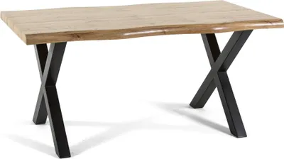Immagine prodotto di Tavolo rettangolare 160×90 cm con piano in legno e gambe in metallo in X-design - design moderno, robusto ed elegante per cucina, sala da pranzo, soggiorno e ufficio - ALEX