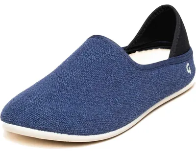 Produktbild von Gottstein Linen Slip-on Uni Leinenhausschuh mit Gummisohle Dunkelblau (Ink Blue Mele), 68-301-4869 - Gr. 38