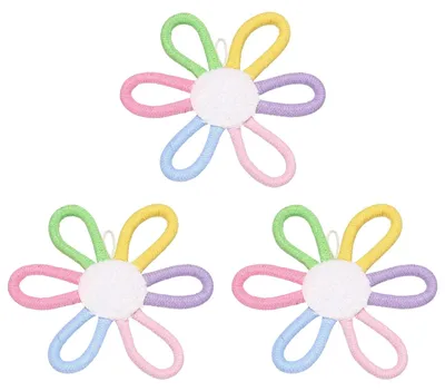 3er-Set Blumen-Wanddekoration, gewebt, 15 cm, Boho-Stil, mehrfarbig
