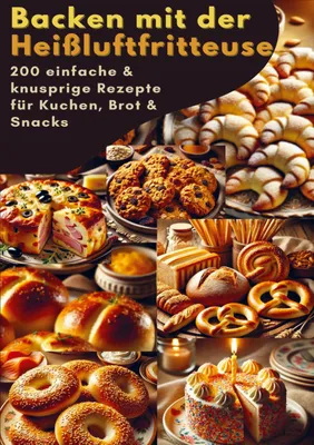 Produktbild von Backen mit der Heißluftfritteuse: 200 einfache & knusprige Rezepte für Kuchen, Brot & Snacks