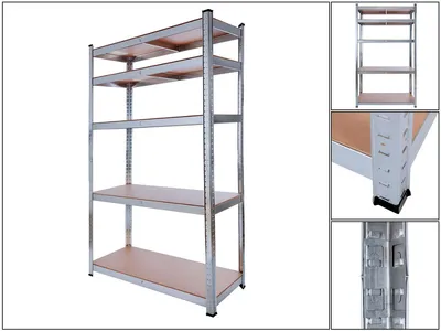 Produktbild von Schwerlast-Steckregal Metall verzinkt, Stecksystem 200 x 100 x 50 cm, 5 Böden á 150 kg