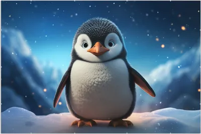 Produktbild von Wallario Wandbild Eisbewohner im Winterwunderland, Größe: 61 x 91,5 cm, Poster mit rahmenlosen Bildhalter
