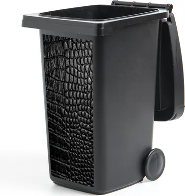 Produktbild von MuchoWow® Mülltonnenaufkleber Leder - Strukturiert - Schwarz - Grau 38x80 cm - Behälteraufkleber - Mülleimer-Aufkleber - Container-Aufkleber