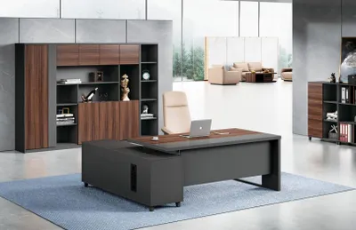 Produktbild von Braun-Graue Büromöbel Garnitur Arbeitstisch Designer Schrank