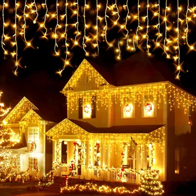 Lichtgordijn mit Eiszapfen, 8 m, 288 LEDs, 8 Modi, IP65