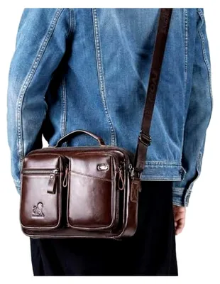 Produktbild von Umhängetasche aus Leder für Herren, kleine Aktentasche, Crossbody-Tasche