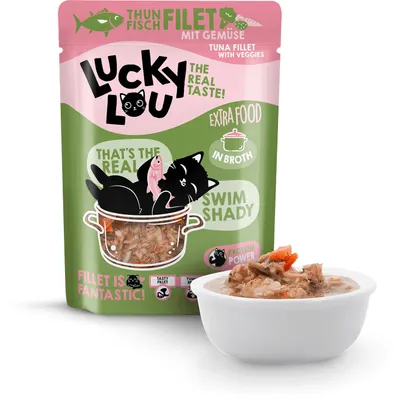 Produktbild von Lucky Lou Extrafood Thunfisch mit Gemüse in Sud Katzenfutter Katzennassfutter Futterergänzung