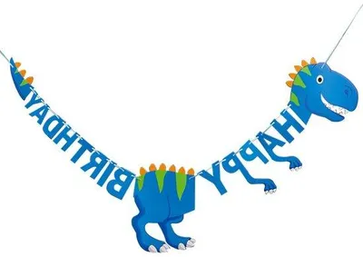 Imagen del producto de Banderín para fiestas temáticas de dinosaurios: Banderín de feliz cumpleaños para celebraciones con temática de dinosaurios y decoración de cumpleaños
