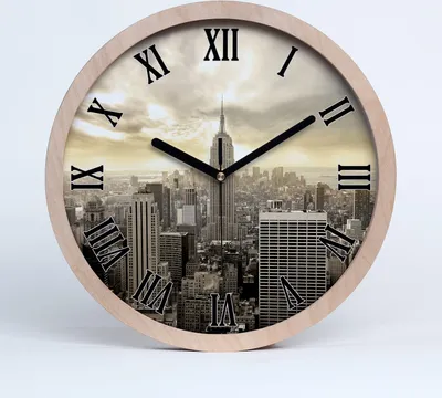 Produktbild von Holzuhr 25fi cm wanduhr - schwarze Spitzen - Manhattan New York