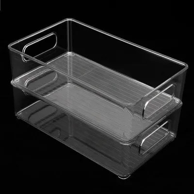 Immagine prodotto di Contenitori trasparenti per refrigeratori portatili, impilabili, contenitori organizer con manici