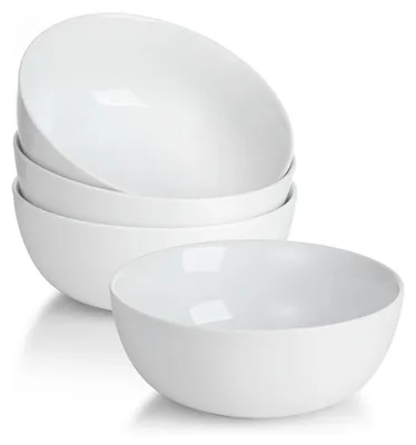 Porzellan-Schalen 4er Set 600 ml, mikrowellengeeignet, weiß
