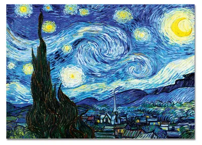 Image de Giallobus - Nuit étoilée - Vincent Van Gogh - 100L x 70l cm - Tableau - Verre acrylique