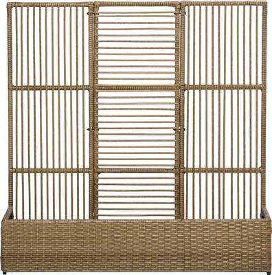 Immagine prodotto di Aiuola Rialzata In Polyrattan Con Traliccio Fioriera Fioriera Per Giardino Balcone Sabbia 103 X 103 X 29 Cm