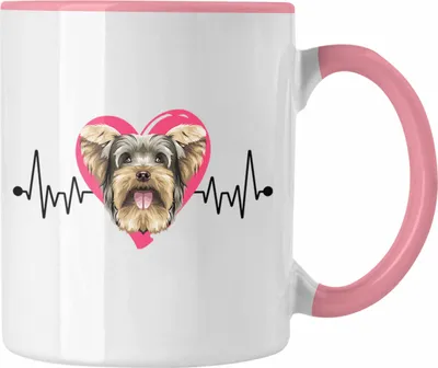 Produktbild von Trendation - Yorkie Besitzer Tasse Geschenk Lustiger Spruch Geschenkidee Herzschlag Yorkie (Rosa)