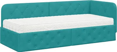 Obrázek produktu pro vidaXL Rohová postel Tyrkysová 80 x 200 cm Samet