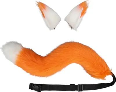 Produktbild von Kunstfell-Katze, Fuchs, Wolf – Fellschwanz und Clip-Ohren für Halloween-Party-Kostümzubehör