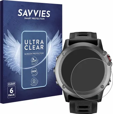 Produktbild von 6x Für Garmin Fenix 3 HR Schutzfolie Savvies Displayschutz Display Schutz Folie Klar Transparent