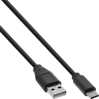 Image de InLine® Câble USB 2.0, type C prise à A prise, noir, 5m