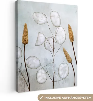 Produktbild von MuchoWow® - Leinwandbilder - Stilleben - Trockenblumen - Natur, Wandbild, Wanddeko Bilder Wohnzimmer, 90x120 cm