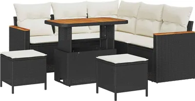 Produktbild von "SALE 2026" Gartensofa Set - Balkonmöbel/Loungeset - elegantes Design - mit Kissen 8 pcs Schwarz Poly Rattan - 90x55x71cm - Gartensofas DEMöbel924979