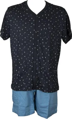 Immagine prodotto di Pigiama uomo RAGNO corto jersey di cotone estivo aperto con bottoni scollo V mezza manica pantalone corto articolo U479NG, Taglia 52, Cotone 100%