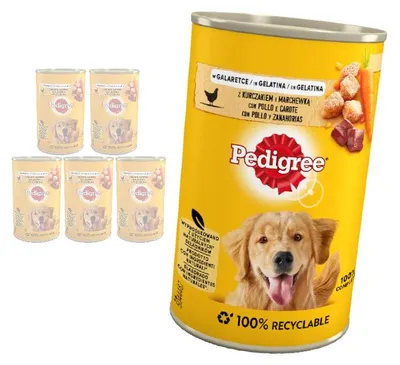 Produktbild von Pedigree Adult Nassfutter für Hunde mit Huhn und Karotten in Gelee 6x400g