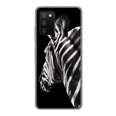 Produktbild von MuchoWow® Handyhülle Schutzhülle Hülle für Samsung Galaxy A03s Zebra - Tier - Schwarz - Porträt Silikon Softcase Handy Hülle - Schutz