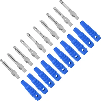 Zdjęcie produktu dla Fafeicy wtyk bananowy 4 mm, 7-stykowy wtyk bananowy 4 mm, miedź, 1000 V, 32 A, wtyk z miękką tuleją, wkręcany, PVC, czerwona miedź, złącze i adapter (NIEBIESKI)