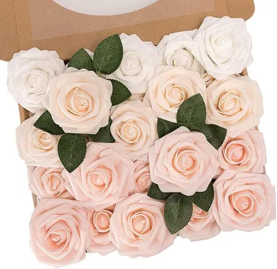 Produktbild von Kunstblumen Rosen 25 Stück, Latex-Schaum, gemischte Farben, für Hochzeitssträuße