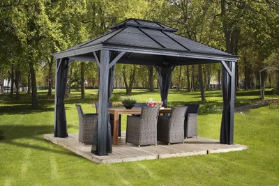 Obrázek produktu pro Sojag Pavilion Mykonos 10x12 čedičově šedý 298 x 363 x 292 cm (D x Š x V) Hliník