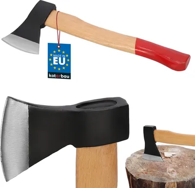 Produktbild von KOTARBAU® Doppelt verkeilte Axt zum Holzhacken 500 g Axt aus Stahl mit imprägniertes Holzstiel Handbeil mit Schneidschutz Universalaxt zur Bearbeitung von Holz Spalthammer Survival Axt Hatchet Camping