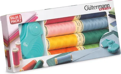 Produktbild von Gütermann Nähfaden-Set Allesnäher mit Klapp-Rollschneider 8x100m