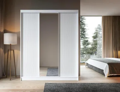 Obrázok produktu pre Zrkadlová skriňa s posuvnými dverami 180 cm SELIORA - biela