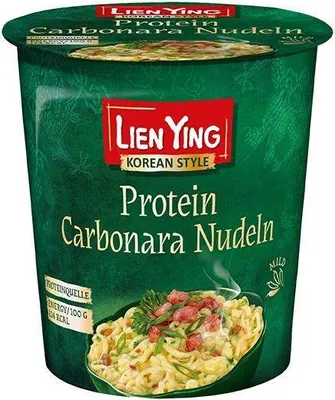 Produktbild von Lien Ying Protein Carbonara Nudeln Instand-Nudel-Snack 70g Becher Proteinquelle