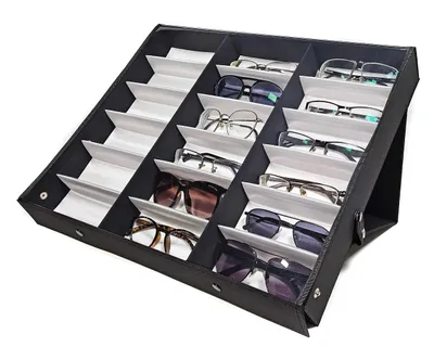 Produktbild von Brillenkoffer Brillendisplay für 18 Brillen Textilstoff Schutzfolie