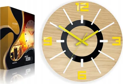Produktbild von ModernClock, Wanduhr, Wohnzimmer, große Wanduhr aus Eiche, Alladyn