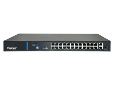 Productafbeelding van AVIZIO Switch, 24x RJ45 PoE, 100 Mbit/s + 2x RJ45 Uplink, 1 Gbit/s