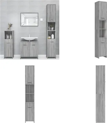 Immagine prodotto di vidaXL Mobiletto da bagno Grigio Sonoma 30x30x183,5 cm Materiale a base di legno - Mobiletto da bagno - Mobiletti da bagno - Mobili da bagno - Mobili da bagno