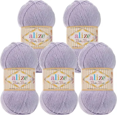 Produktbild von 5 x 100g Strickgarn ALIZE Baby Best uni Babywolle Wolle Antipilling 44 Farben